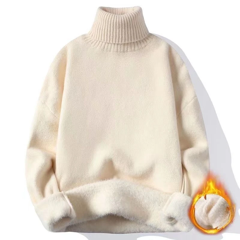 

Autumn Winter Turtleneck Pullovers Warm Solid Color Thick Men's Sweater Pullover Knitted Sweater Bottoming Shirt Knitwear A102