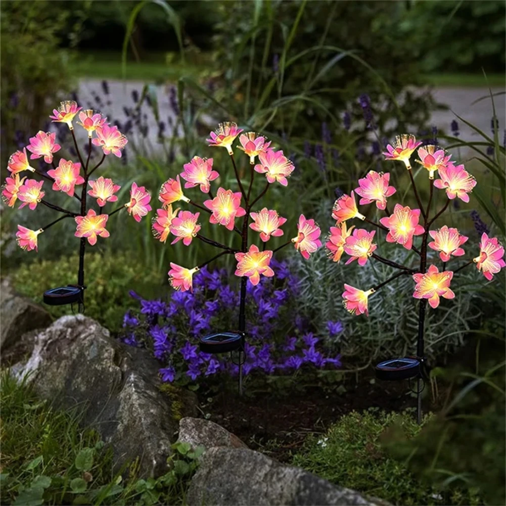 Solar Camellia Flower Light Outdoor Waterproof Garden Sunlight Decorative Landscape Flowers Backyard Party Solar Lamp Decoration