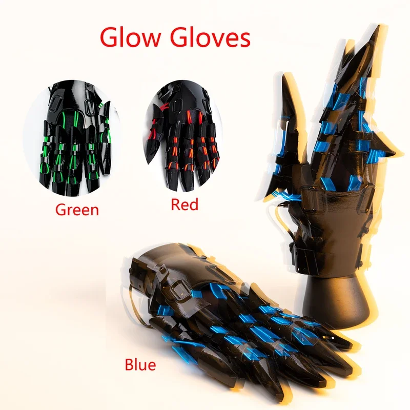 

Punk Mechanical Glow Gloves Flexible Trendy Fingers Cool Game Equipment Punk Armor Glow Gloves Cosplay Clothing Props