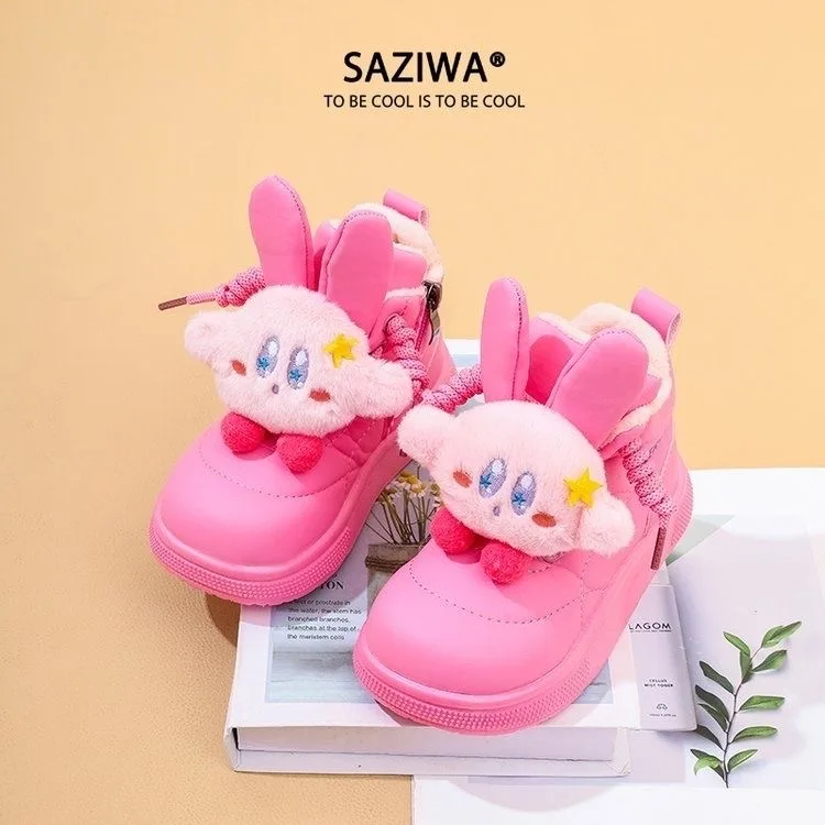 

Rabbit Ears Egg Boy Children's Cotton Shoes Girls' Warm Cartoon Snow Boots with Velvet Beaver Girls' Soft Bottom Casual Shoes