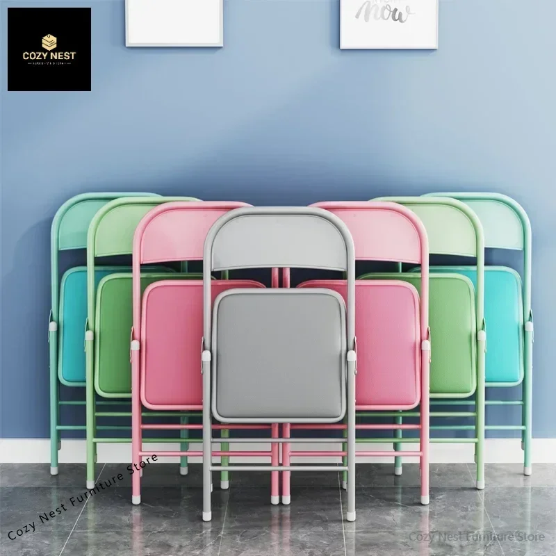 Folding chair Dormitory college student chair Home chair Modern simple simple office stool Back conference seat