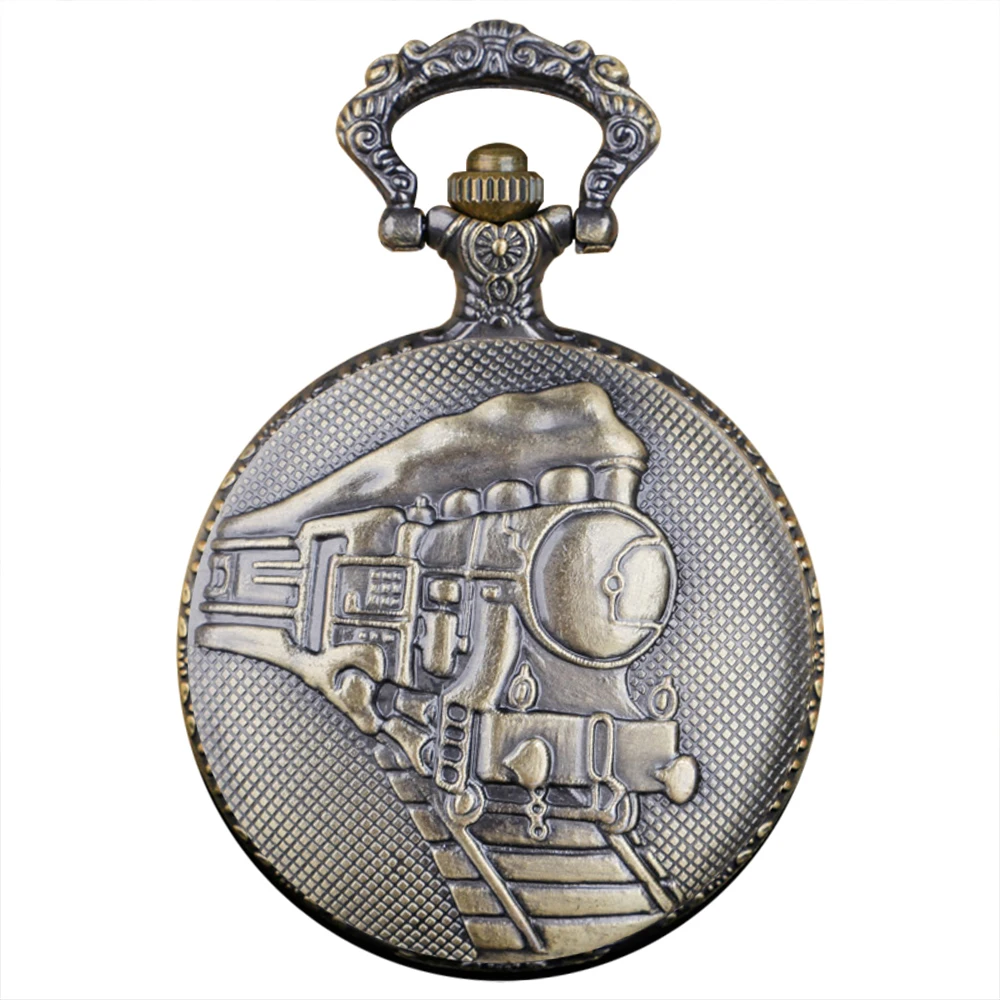 Vintage Bronze Train Quartz Pocket Watches Fob Pendant Pocket Clock Gifts Men Women Retro Accessory Watch Jewelry Gifts
