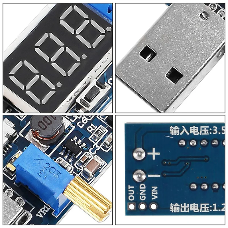 VEHO-6Pcs USB Buck Boost Converter Set Kit 3.5V-12V To 1.2V-24V DC-DC Step Up Step Down Power Supply Module Voltage Regulator Se