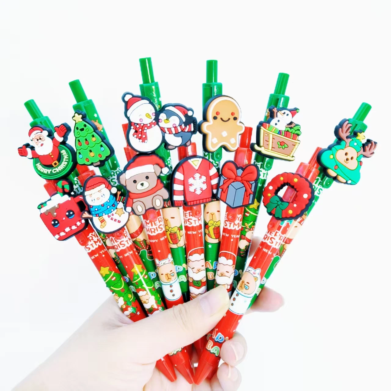 

10/20pcs Christmas Cartoon Decorative Styling Ballpoint Pen Christmas Theme Ballpoint Pen Creative Design Office Ballpoint Pen