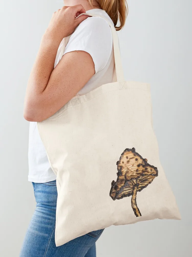 

Wood Burned Mushroom Tote Bag Women bags tote bag custom Canvas stote bag Gift bags
