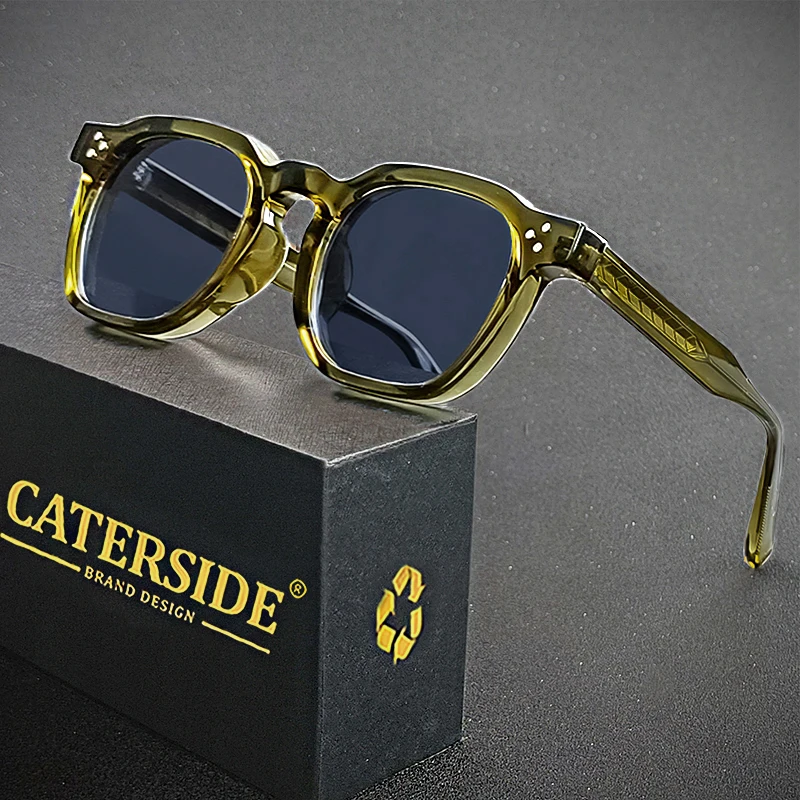 CATERSIDE Retro Square Men Sunglasses Punk Small Frame Personalized Design Sun Glasses Women Travel Party Business Festival Gift image 3