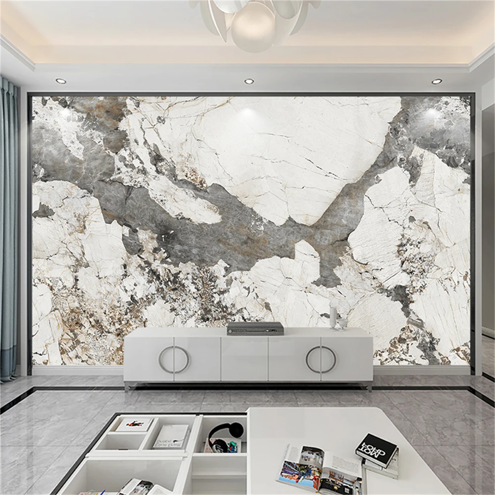 beibehang custom Modern minimalist light luxury shimmering gold abstract landscape marble wallpaper TV background wall stickers