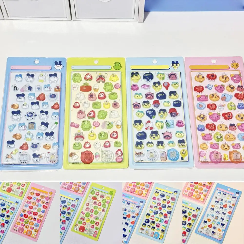 ل Tamagotchi ملصقات ثلاثية الأبعاد تنقش الملمس الكرتون ملصق مزخرفة تنوعا DIY بها بنفسك الحنين الرقمية الحيوانات الأليفة موضوع الديكور