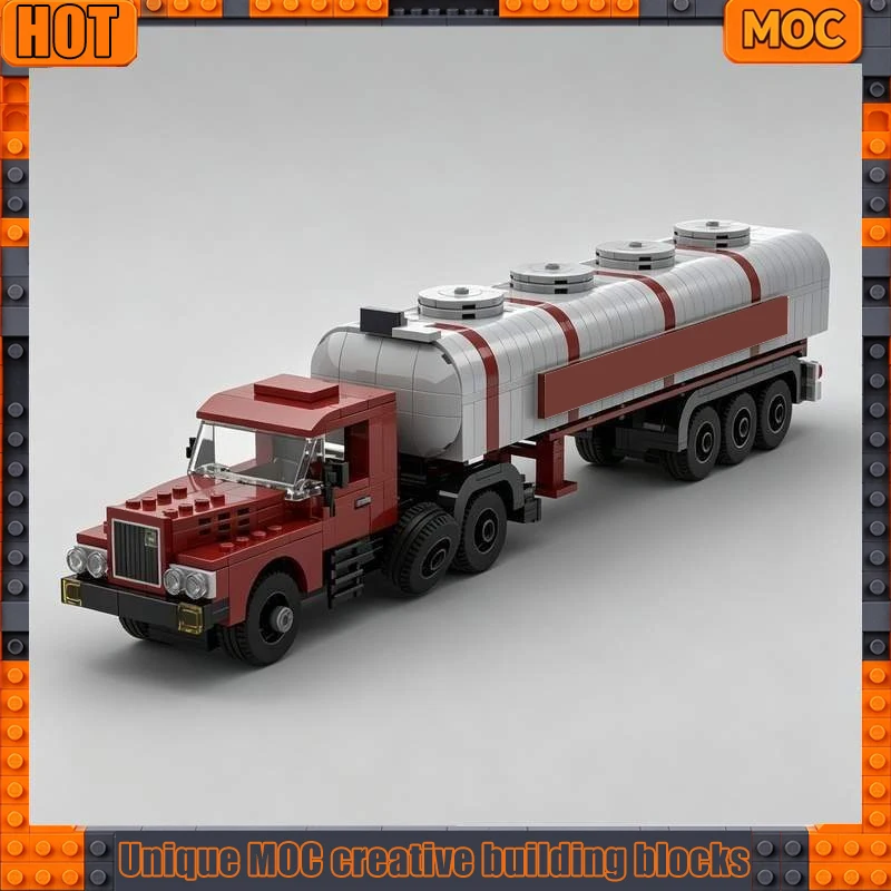 NEW 660PCS Vintage Oil Tanker Truck Semi Trailer Vehicle Model Creative Building Blocks DIY Assembly Toy Collection Display Gift