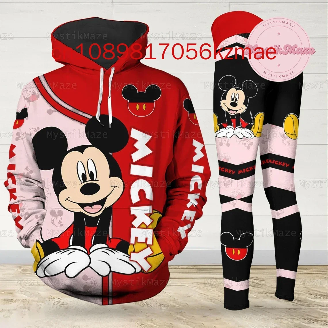 2024 New Personalized Mickey Mouse 3D Women's Hoodie and Leggings Suit Disney Yoga Pants Sweatpants Fashion Sports Suit Set