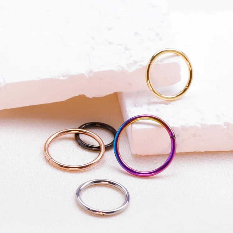 F136 Titanium Nose Rings Mixed Color Body Clips Hoop For Women Men Cartilage Piercing Jewelry Segment Lip Ear L Ring Hoop