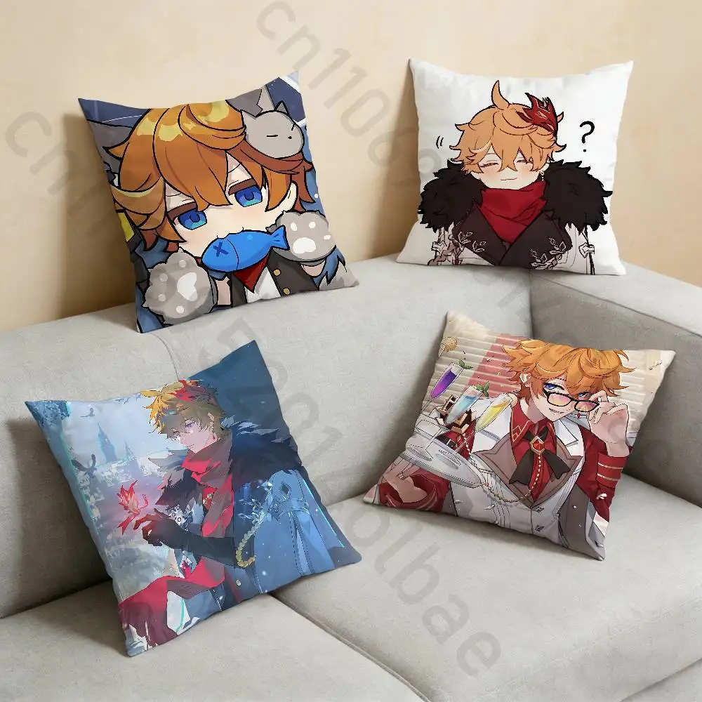 

G-Genshin ImpactTartaglia Pillow Case Square Double-Sided Printing Short Plush Sofa Cushion Cover Bedroom Bedside Pillow