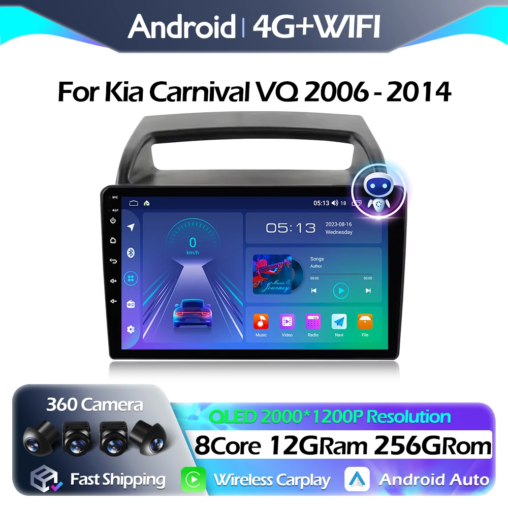 

BT Car Radio For Kia Carnival VQ 2006 - 2014 Car Radio Multimedia Video Player Navigation stereo Carplay Android Auto WIFI GPS