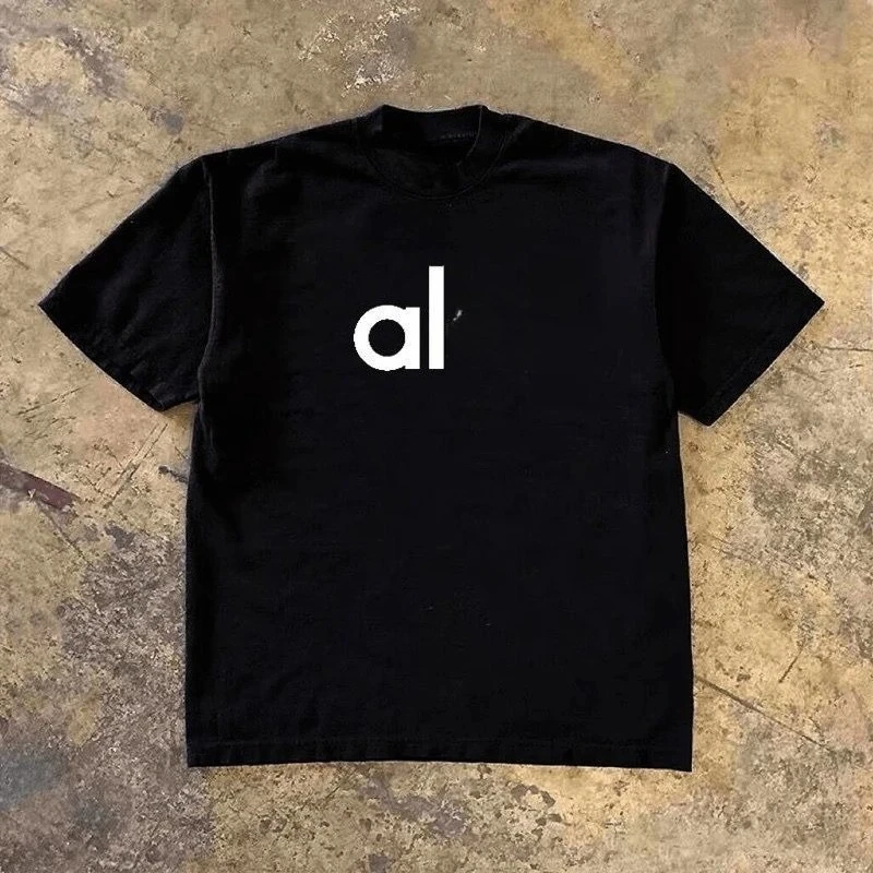 

AL Retro Printed Short-sleeved Cotton Men's T-shirt Summer Trendy Cool Design Men's and Women's Teenagers Niche Fashion