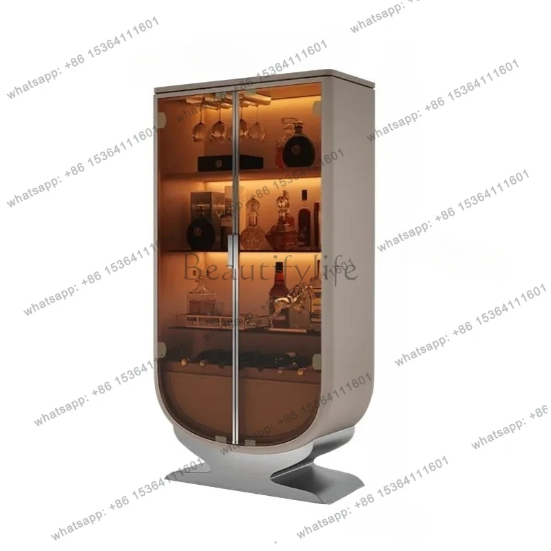 

Light luxury double door wine cabinet large flat floor living room wall designer glass display cabinet wine cabinet