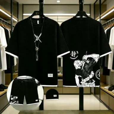 

2026 New Model Naruto Uzumaki - Uchiha Style Whipped Fabric Two-Piece and Three-Piece Set - Casual Sportswear