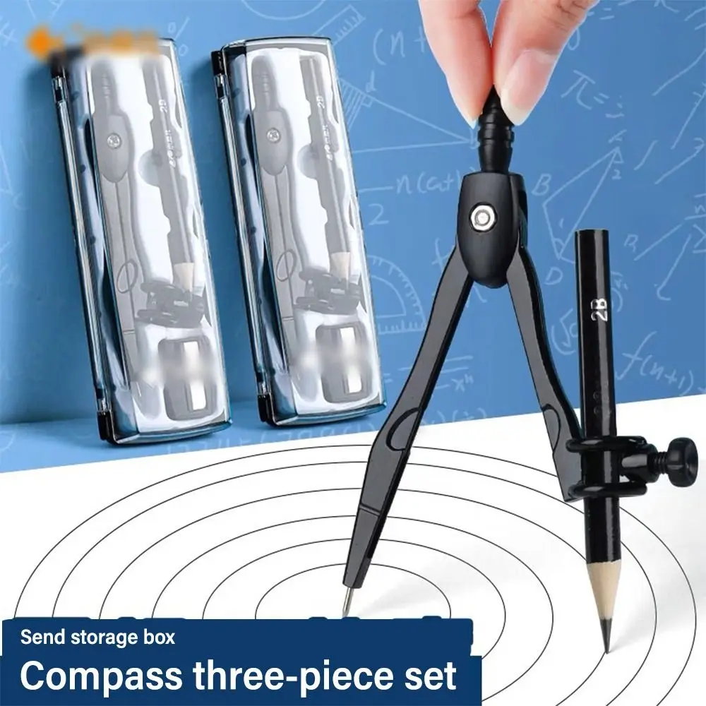 Clip Pen Tipo Bússolas Desenho Conjunto com Apontador de Lápis, Papelaria Set, Círculo Desenhar Ferramenta, Metal Matemática Geometria Elaboração Ferramenta