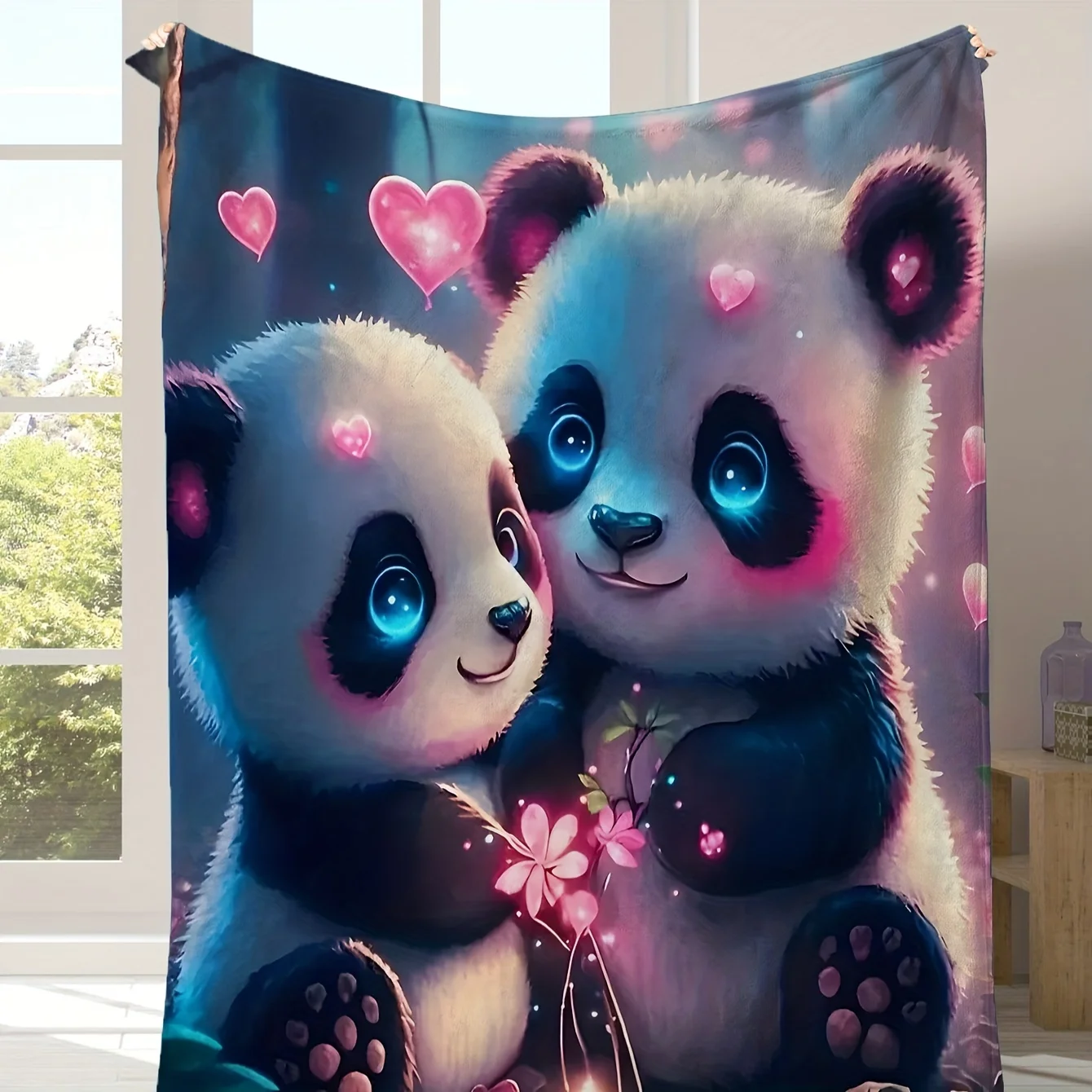 Cartoon Panda Blanket Soft And Skin-friendly Casual Sofa Blanket Throw Blanket Lunch Break Blanket Multi-purpose Flannel Blanket