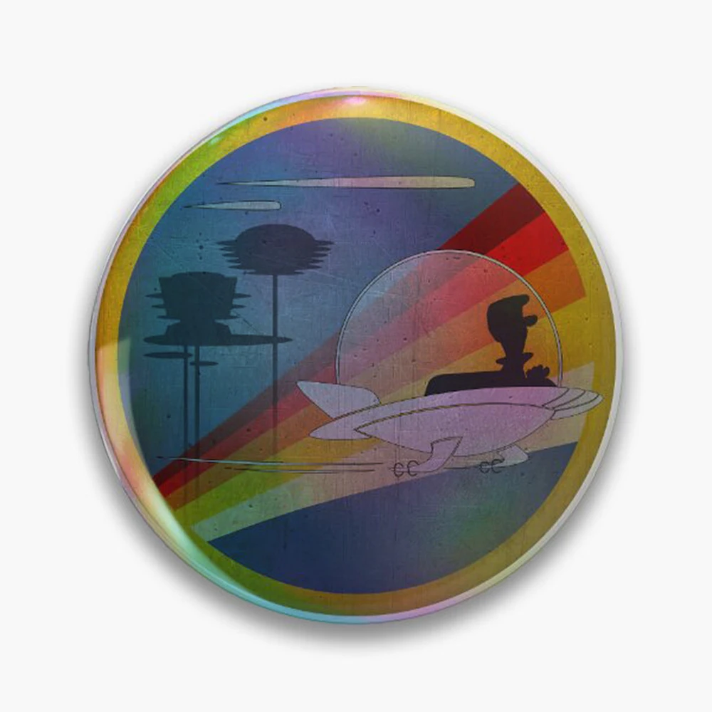 Fly back to the future! (on white) Pin Holographic Star Heart Pin Brooches Laminated Button Fashion Accessory