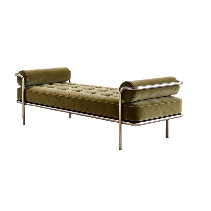 Stainless steel fabric bench, high-end clothing store reception sofa leisure stool