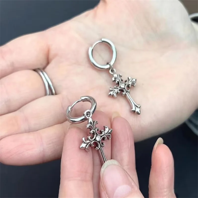 Stainless Steel Cross Pendant Necklace: Gothic Y2K Streetwear Everyday Silver Jewelry view 5