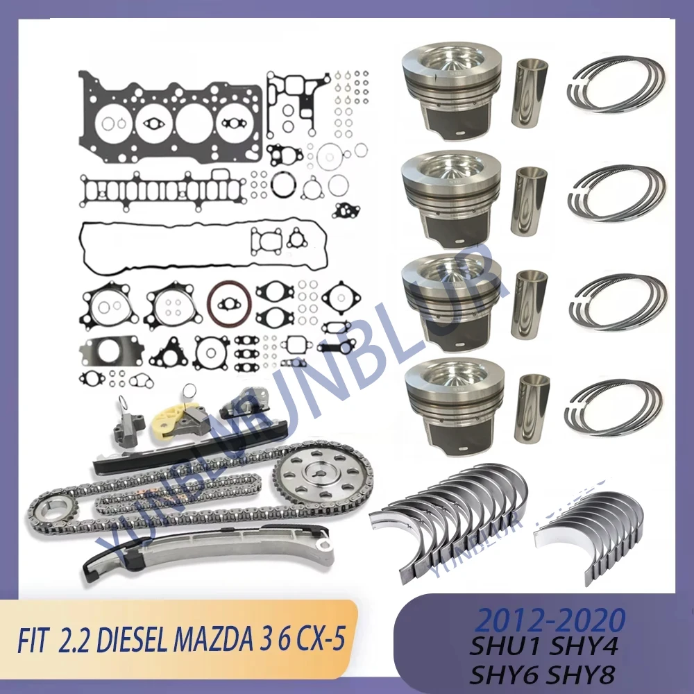 STD Engine Full Gasket Piston Bearing Set Timing Chain Kit Fit 2.2 L SHU1 SHY4 SHY6 SHY8 Diesel For Mazda 3 Mazda 6 Mazda CX-5