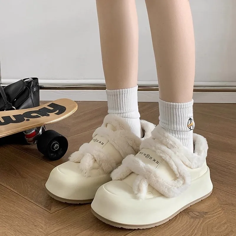 

Winter Thick Sole Women Boots Fleece Warm Platform Shoes Fashion Comfortable Casual Ladies Bootie Outdoor Non-slip Ankle Boots