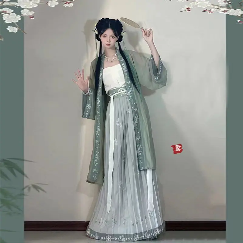 

Hanfu female Song Dynasty printed waist length pleated skirt for daily fresh spring, summer, and autumn styles