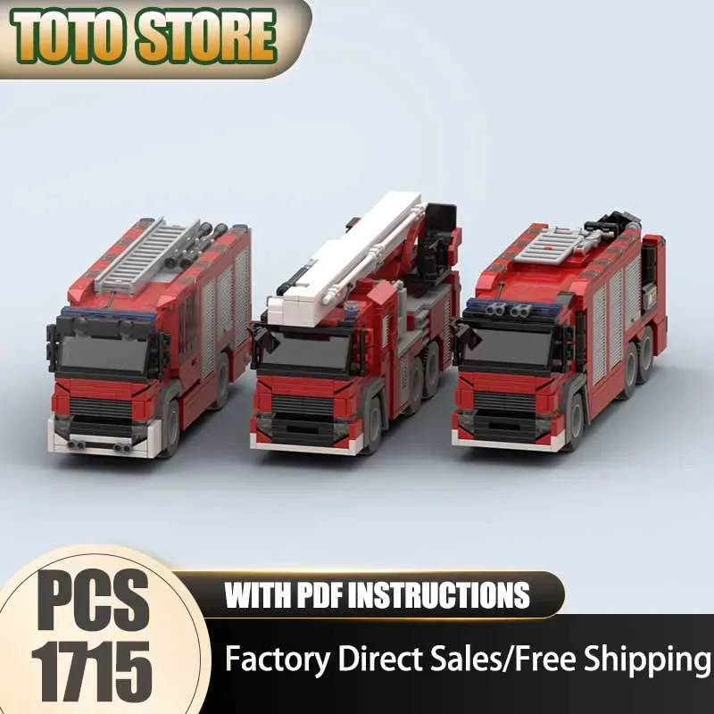 Fire Fighting Model Moc Building Blocks Fire Vehicles Pack ​​​​​​​Model Technology Brick DIY Assembly Construction Holiday Toys
