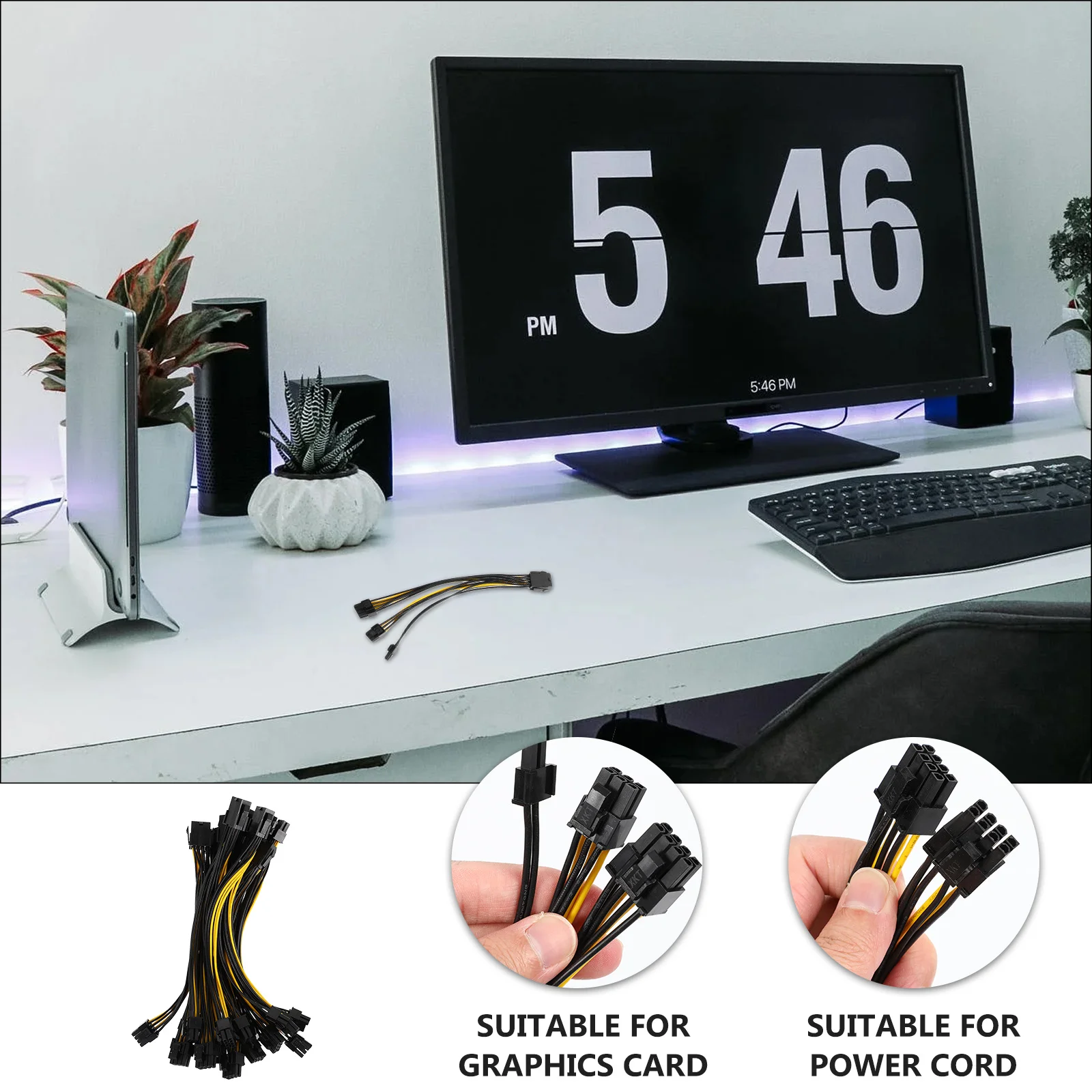 

10Pcs 8pin Graphics Cards Extension Cable Power Supply Cord for Pc Air Circulation Stability Graphics Power Cord