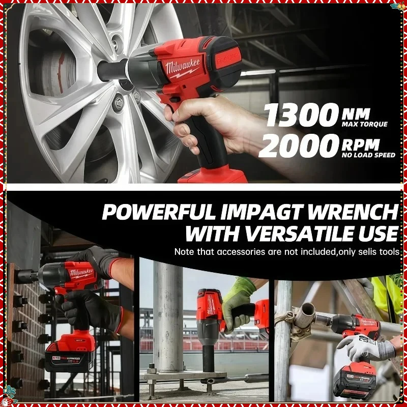ميلووكي 1300Nm مفتاح كهربائي بدون فرش عزم دوران كبير أداة السلطة اللاسلكي تأثير وجع سيارة شاحنة إصلاح لبطارية ميلووكي #2