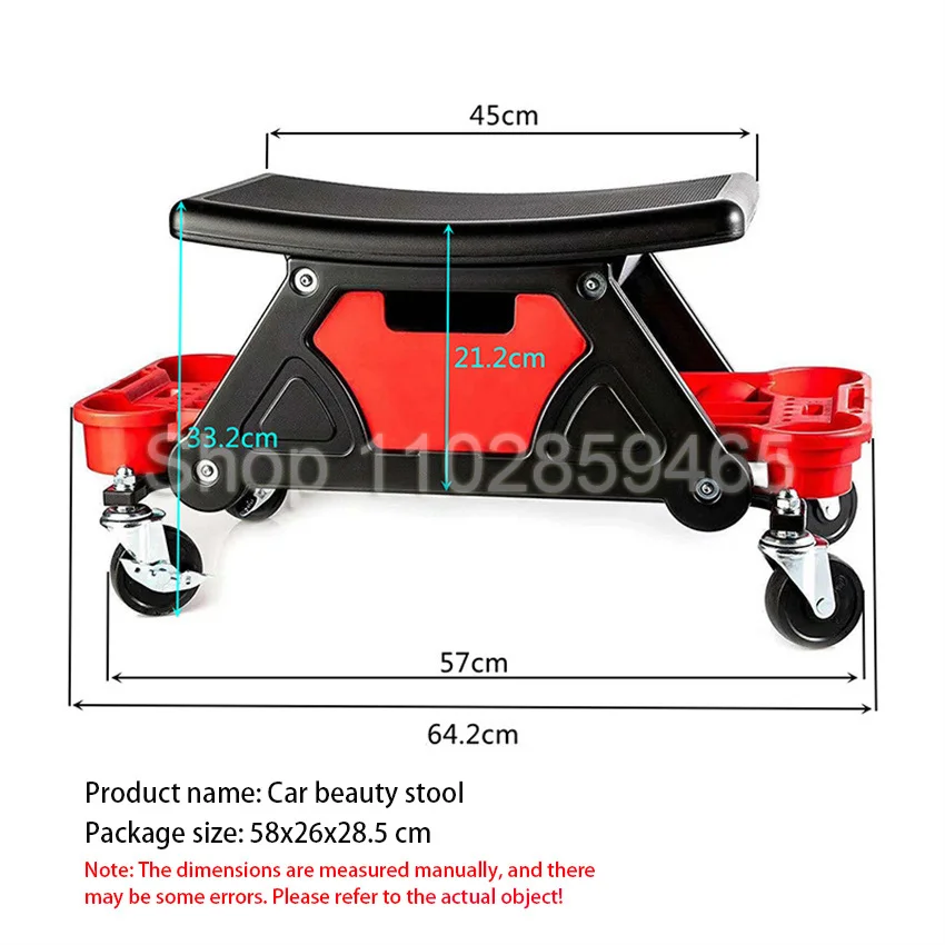 Garage Mechanic Brake Stool With 3 Storage Trays Mobile Car Beauty  Repair Chair Car Maintenance Auxiliary Bench