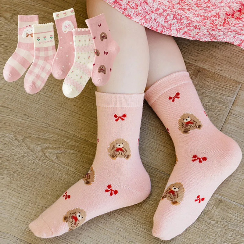 5 أزواج ربيع الخريف الأطفال جوارب قطنية فتاة صبي طفل لطيف الكرتون لينة الدافئة لفصل الشتاء 1-12 سنة الاطفال طالب المراهقين الجوارب #2