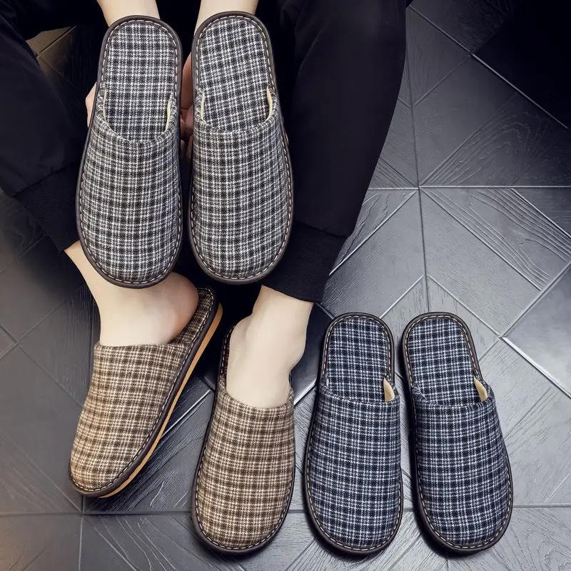 Unisex Four Seasons Home Cloth Slippers Couple Indoor Anti Slip Soft Bottom Closed Toe Floor Slippers Spring Summer