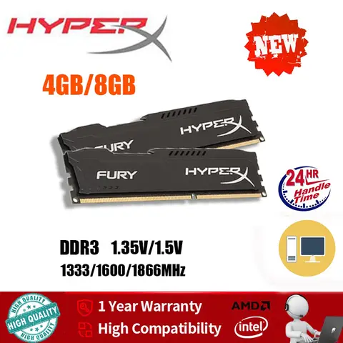 Bilashmart HyperX FURY Memory 4GB 8GB 16GB DDR3 1333MHz 1600Mhz 1866Mhz 1.5V 240Pin DIMM RAM Desktop Class Online