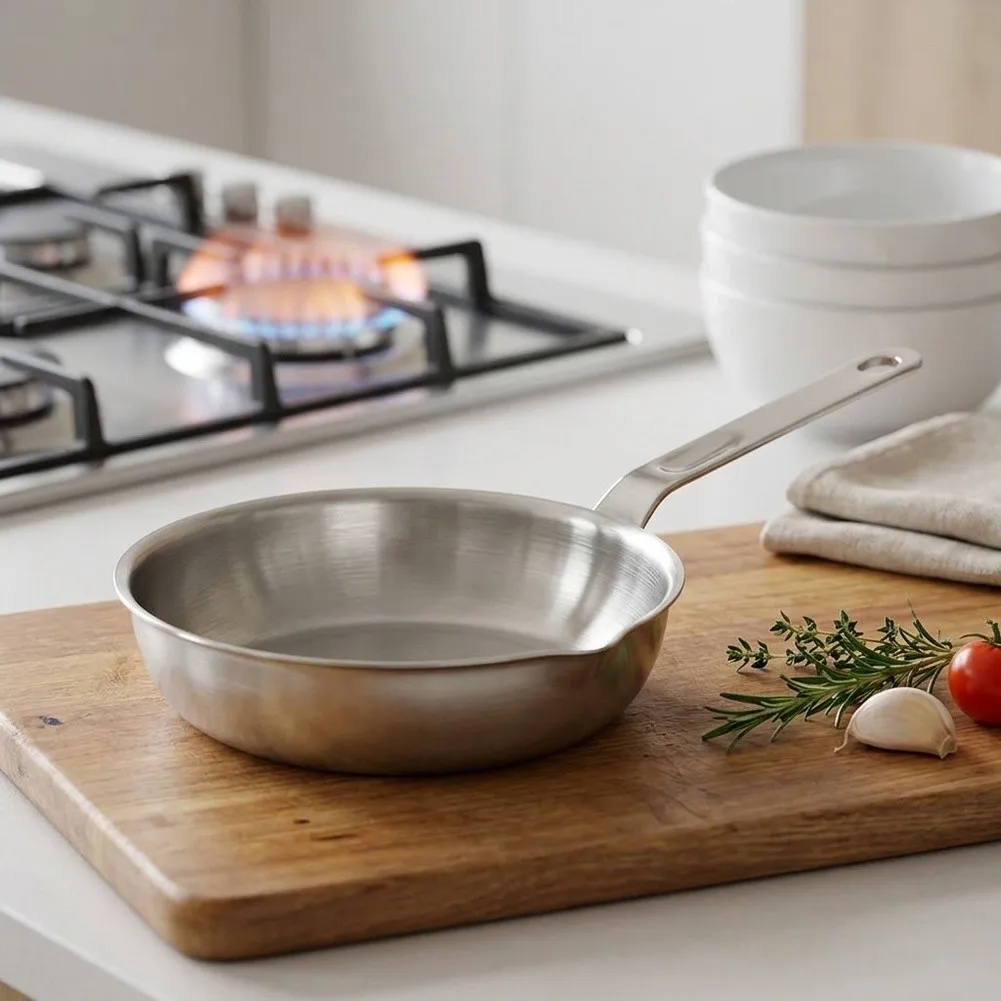 316 Stainless Steel Frying Pan for Induction Gas Electric Stovetops Three Layer Construction Non Coated Cookware