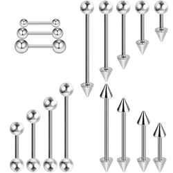 2 Pieces 1.2mm 16G Helix Tragus Straight Barbell Ear Nipple Tongue Ring Body Piercing