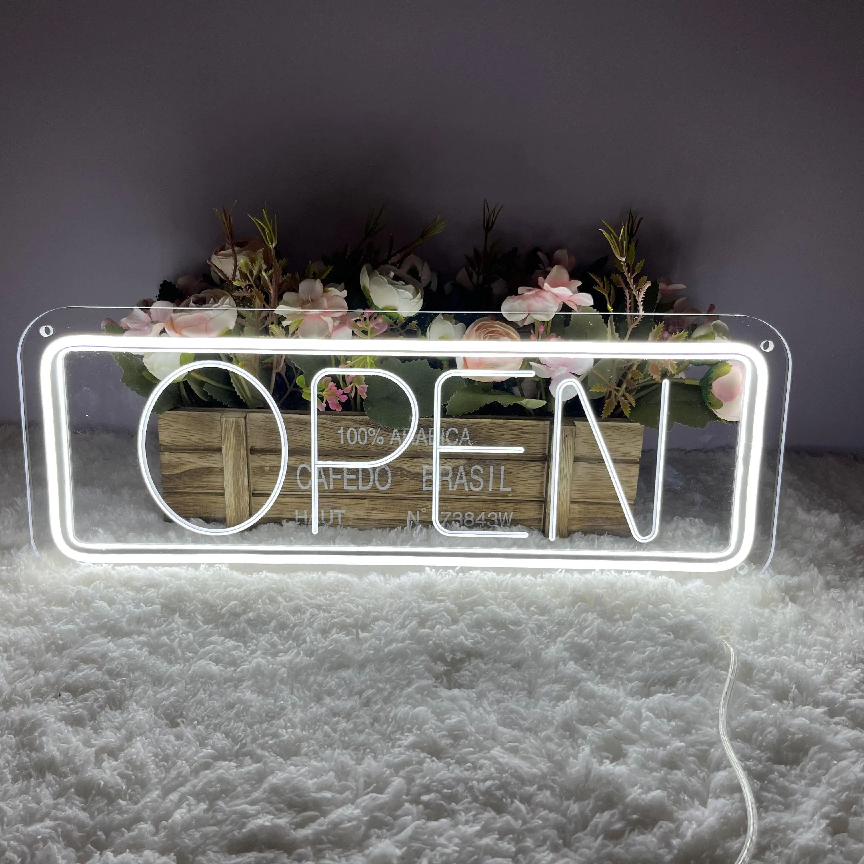 Open Welcome Neon Sign Carve Personality Led Lights For Restaurant Decoration Coffee Bars Wall Luminosity Decor Support Custom