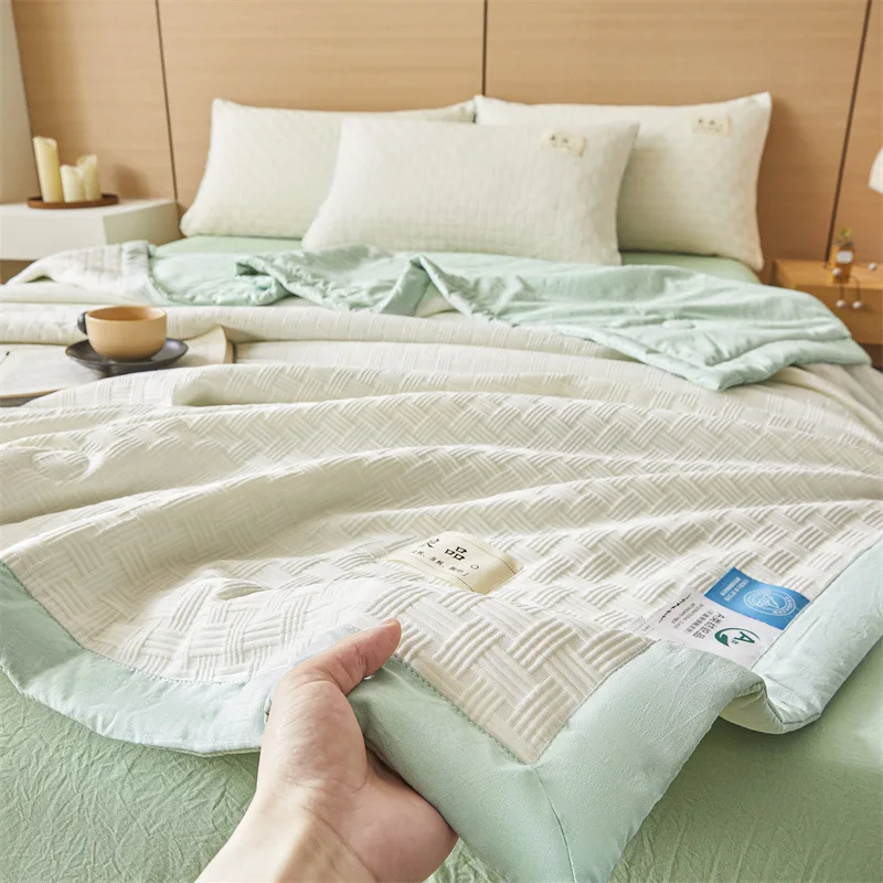 Waffle Summer Quilt Skin-Friendly Breathable Double-layer Washed Soybean Fiber Air-Conditioning Quilt
