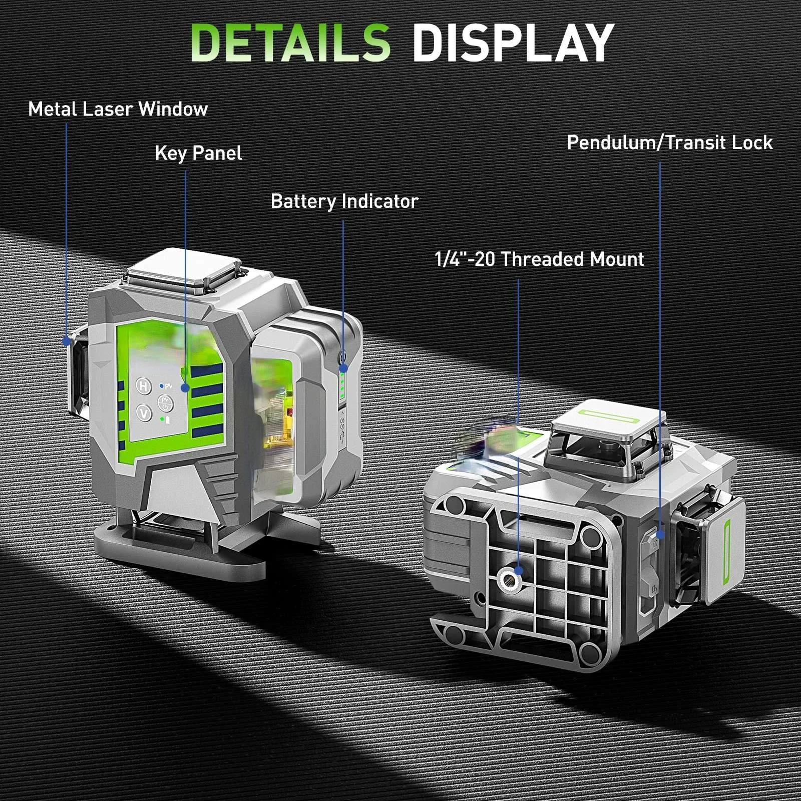 Huepar ZK03DG 3D Green Self-Leveling 12 Lines Laser Level 360 With Rotary Remote Control Horizontal Vertical Line HOT SALES