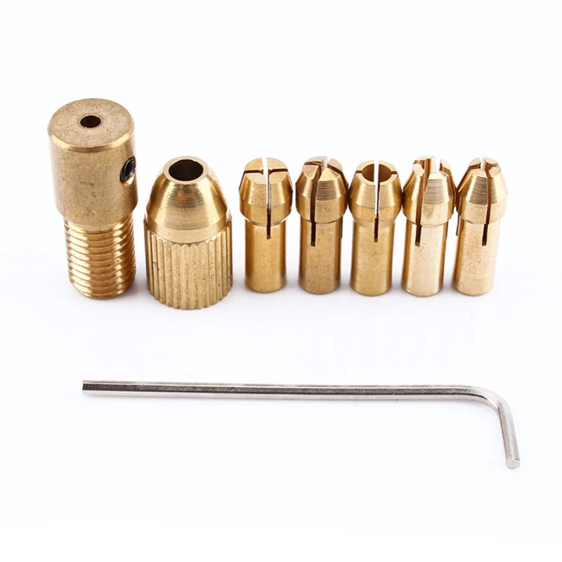 7/12 pz/set pinza in ottone Micro trapano autobloccante punta da trapano adattatore mandrino a sgancio rapido punta senza chiave adatta 2-5mm