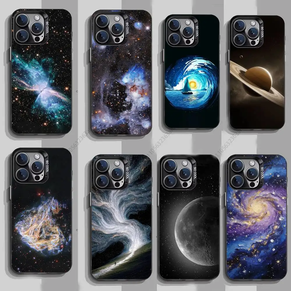 

Moon Galaxy Universe Phone Case For iPhone 17,16,15,14,13,12,11,Pro,Max,Plus,Mini,X,XS,XR,8,S,SE Soft Black Case