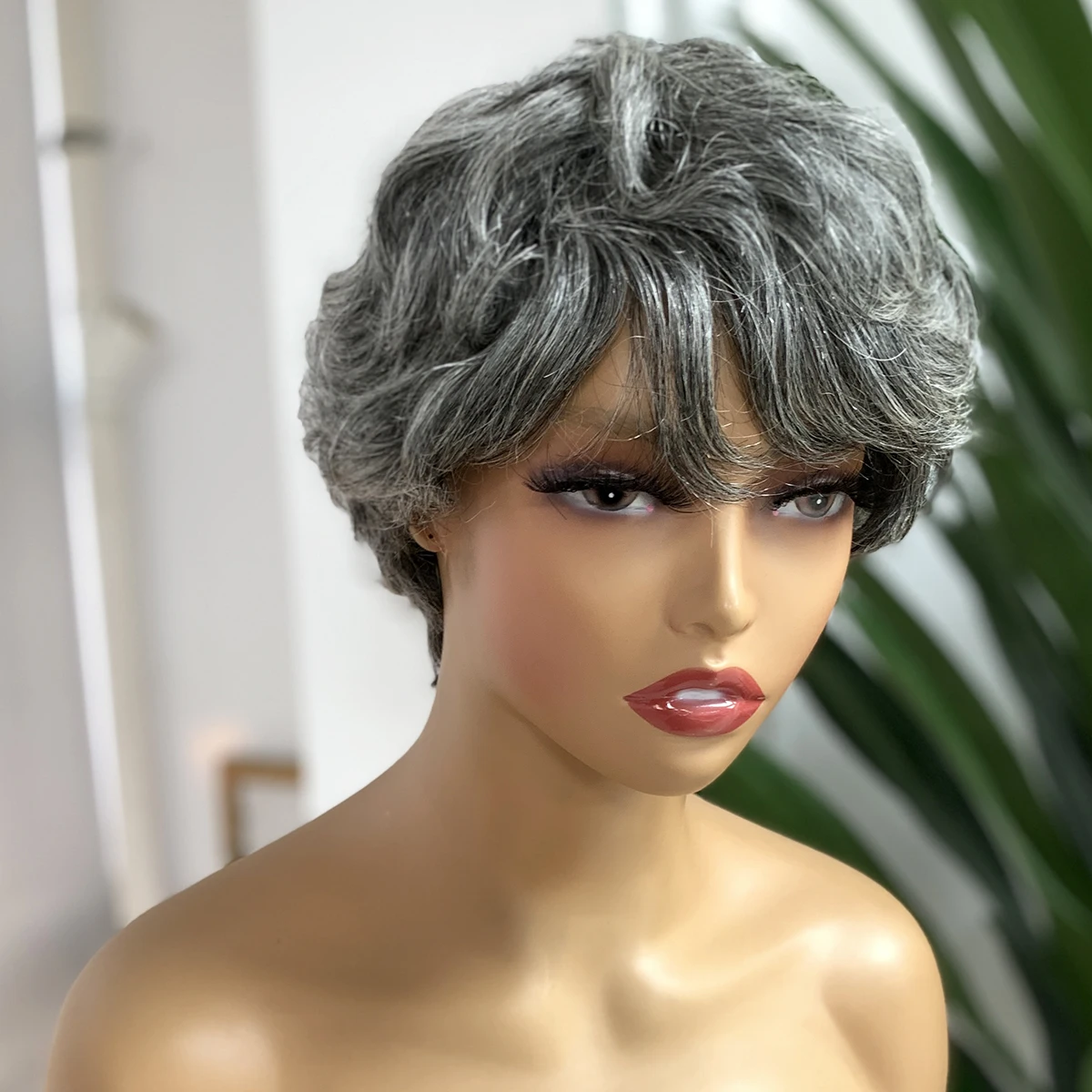 

Miss Rola Brazilian Short Pixie Cut Wigs Highlight Curly Human Hair Wig Whole Machine Made Human Hair Wigs Remy 180% Density