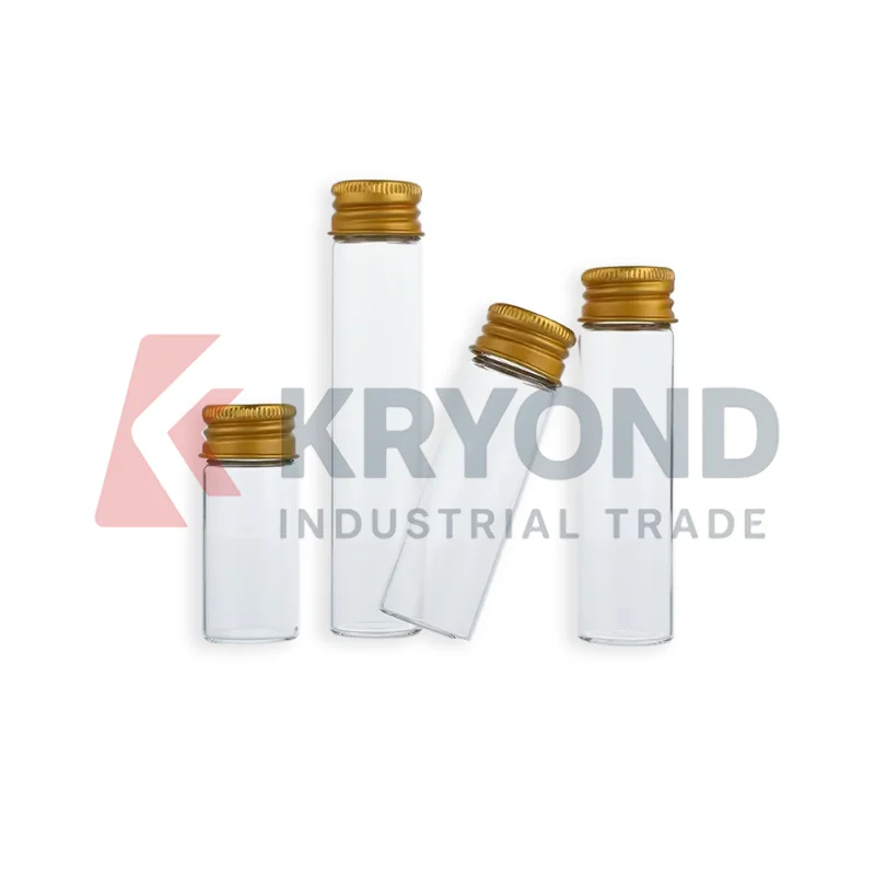 Clear Glass Test Tube Screw Cap 22mm Diameter 5ml 7ml 8ml 10ml 12ml 15ml 20ml 25ml 30ml Aluminum Lid Pack Glassware Accessory