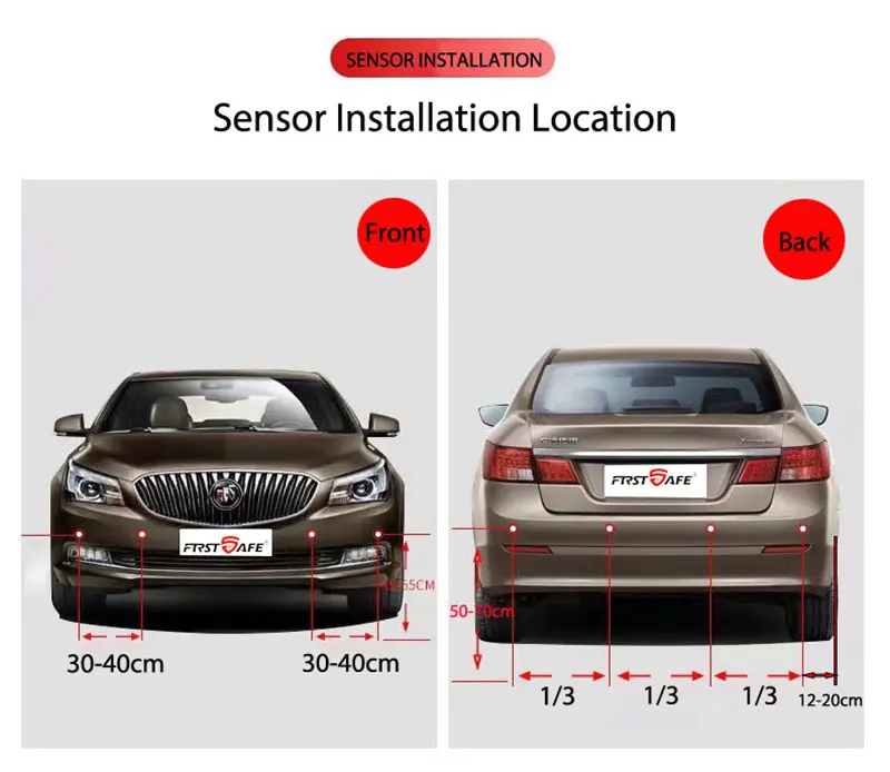 12V 16.5mm Flat Probe Parking Sensor Kit 4 Sensors Buzzer Detector Reversing Radar Universal Auto Auxiliary Safety Accessories
