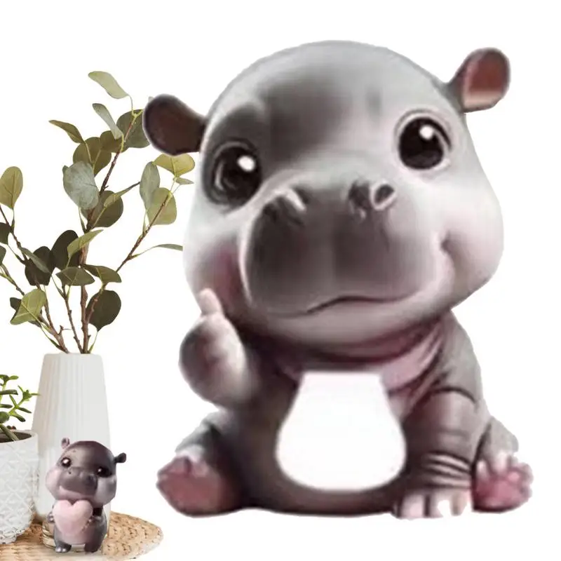 Small Hippo Figure Animal Phone Decoration Collectible Figurines Modern Ornaments Exquisite Hippo Computer Decoration For