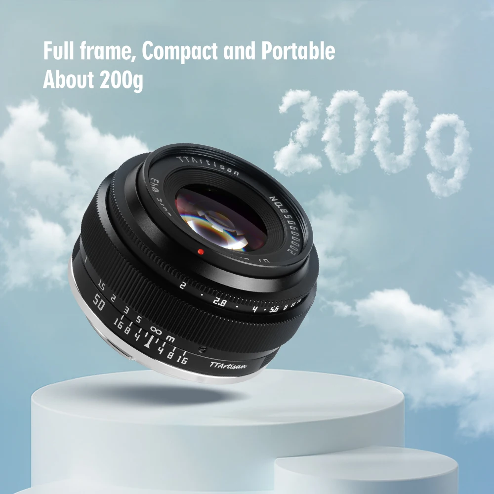 TTArtisan 50mm F2 Prime Lens for Sony E Mount Fujifilm XF Canon M Leica L Nikon Z Panasonic Olympus M43 Camera Lens