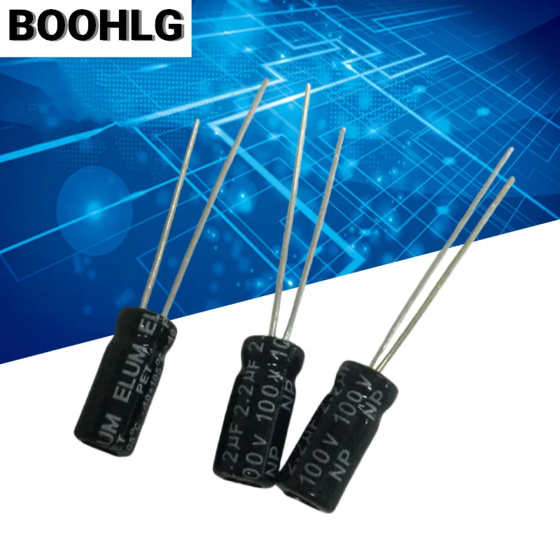 20PCS vertical NP non-polar aluminum electrolytic capacitor 100V 2.2uf 5X11mm