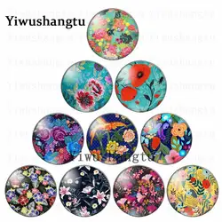 Beautiful flower group painting  12mm/20mm/25mm/30mm Round photo glass cabochon demo flat back Making findings