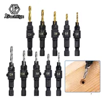 5Pcs #5 6 8 10 12 HSS Countersink Drill Bit Set Screw Woodworking Chamfer Tool Quick Change